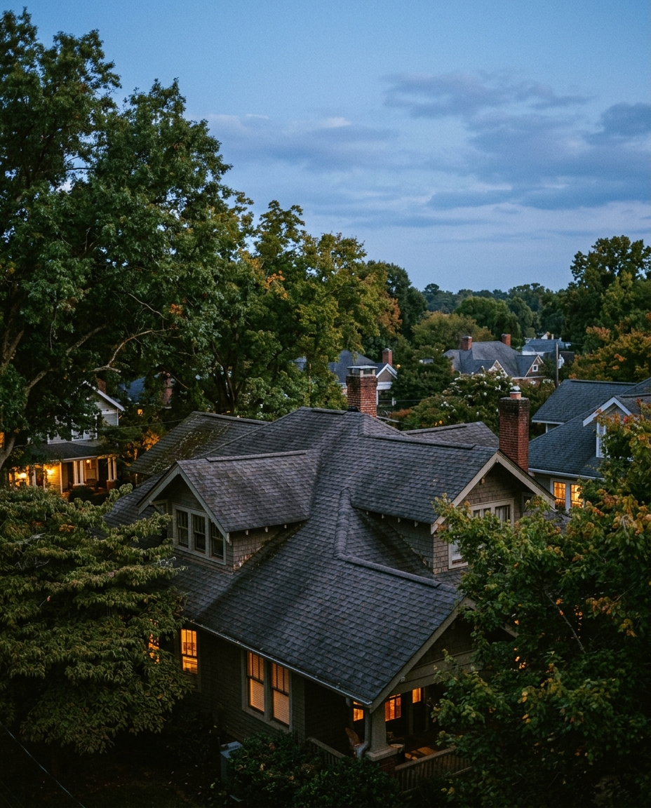 Editorial photo of Marietta GA historic district residential rooftop